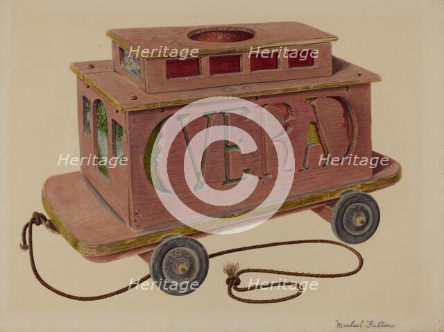 Toy Streetcar, c. 1942. Creator: Fallon, Michael.
