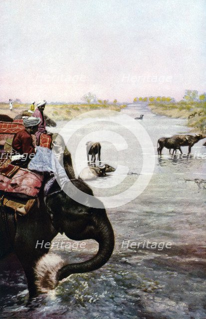 River scene, Central India, c1930s. Artist: Edward E Long