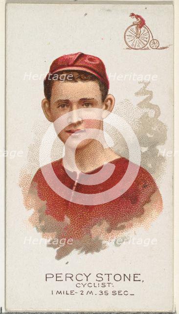 Percy Stone, Cyclist, from World's Champions, Series 2 (N29) for Allen & Ginter Cigarettes..., 1888. Creator: Allen & Ginter.