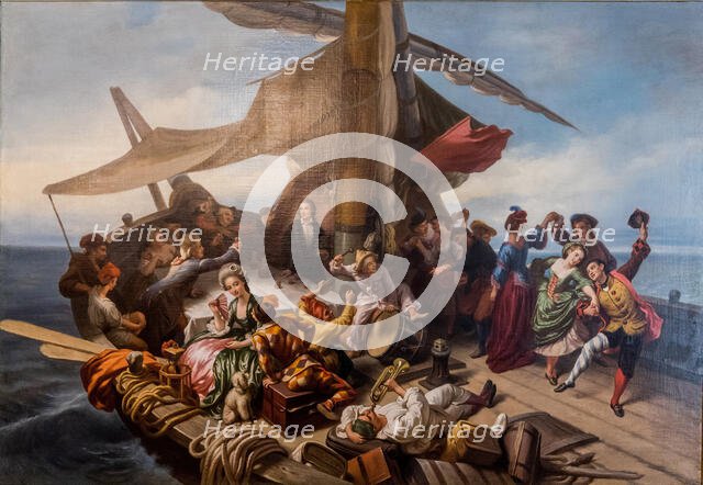 Goldoni fleeing Rimini (La Barca dei Comici), c1855. Creator: Brugnone de Rossi, Casimiro (1818-1876).