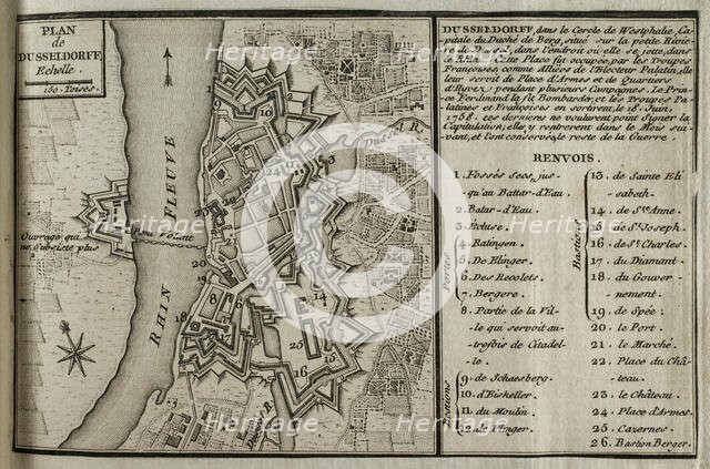 Map of Dusseldorf, 1758 (1765). Creator: Jean de Beaurain.