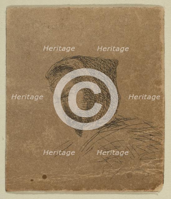 Hooded Male Head (from Sketches on the Coast Survey Plate), 1854-55. Creator: James Abbott McNeill Whistler.