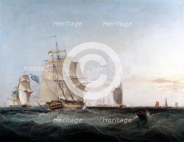 Merchantmen and other shipping in the English Channel, 19th century. Artist: George Chambers
