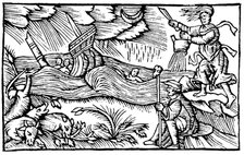 Witch raising a storm, 1562. Artist: Unknown