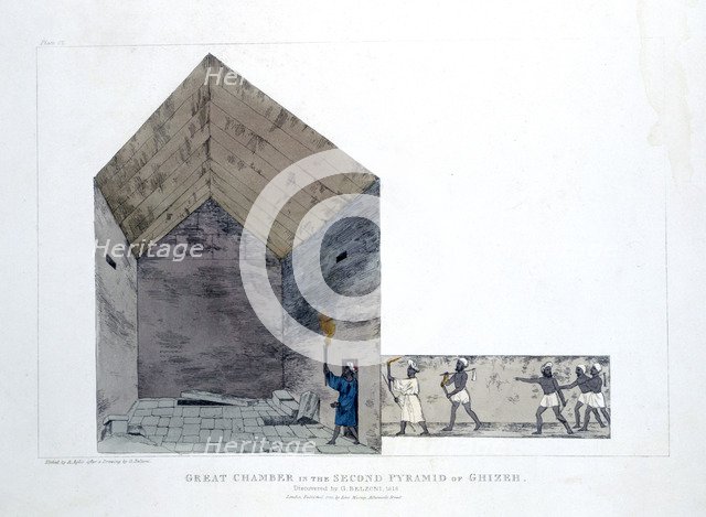'Great Chamber in the Second Pyramid of Ghizeh', Egypt, 1820. Artist: Agostino Aglio