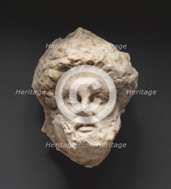 Head of a Bearded Man from a Grave Naiskos, about 340 BC. Creator: Unknown.