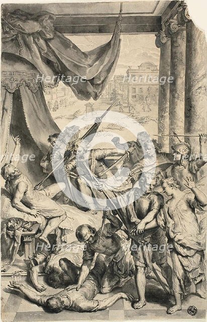 Study for Simeon and Levi Slay the Sichemites, from Figures de la Bible, c. 1728. Creator: Gerard Hoet.