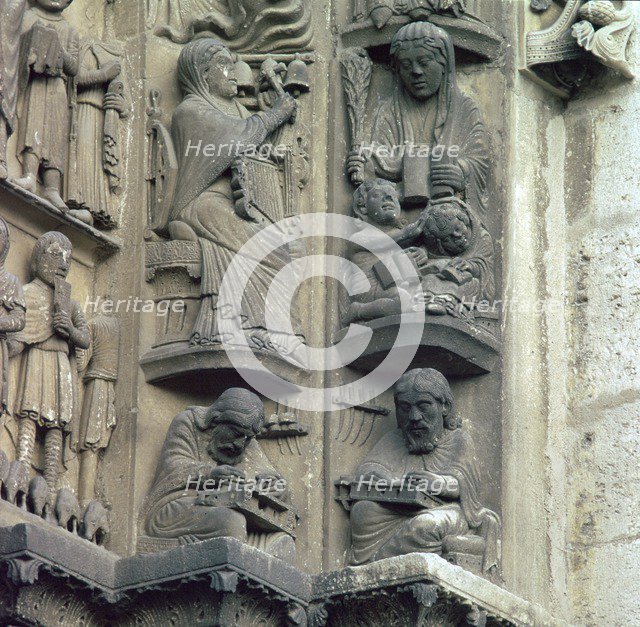 Detail of the doorway on the west front of Chartres Cathedral, 12th century. Artist: Unknown