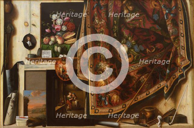 Trompe l'oeil. A Cabinet in the Artist's Studio, 1670-1671. Creator: Cornelis Norbertus Gysbrechts.