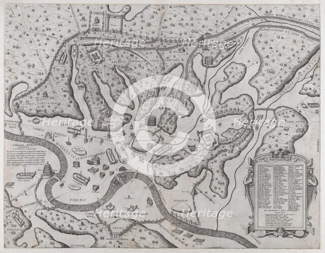 Speculum Romanae Magnificentiae: Ancient Rome and its Hills, from the West, 1573., 1573. Creator: Etienne Duperac.