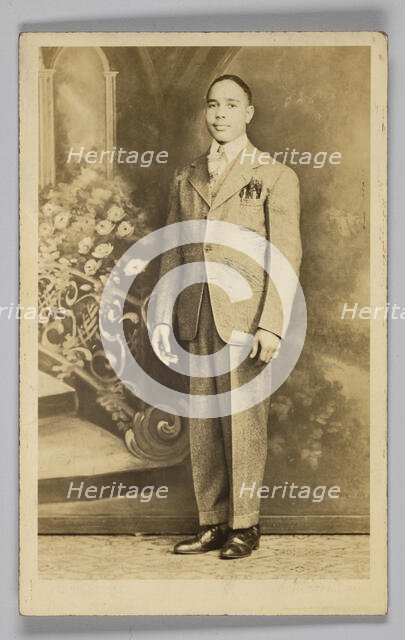 Photographic postcard of an unidentified man in a suit, 1926-1940s. Creator: Unknown.