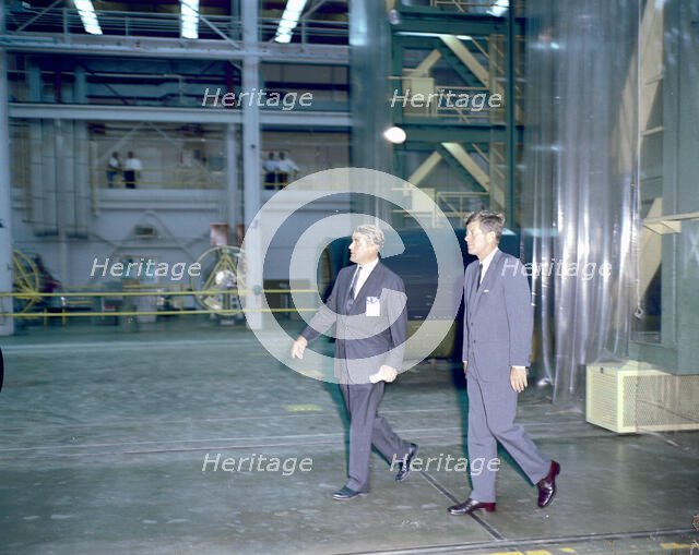 President Kennedy Tours Marshall with von Braun, September 11, 1962.  Creator: NASA.