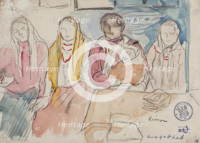 Peasant Women from Mierzwin, March-May 1915. Creator: Leopold Gottlieb.