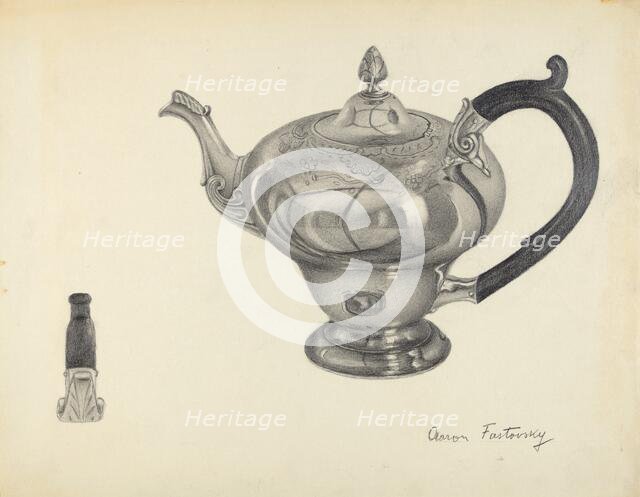 Silver Teapot, 1935/1942. Creator: Aaron Fastovsky.
