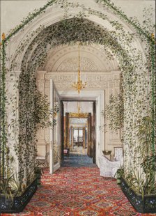 Interiors of the Winter Palace. The Small Winter Garden in the Apartments of Alexandra Fyodorovna, Mid of the 19th cen.. Artist: Ukhtomsky, Konstantin Andreyevich (1818-1881)