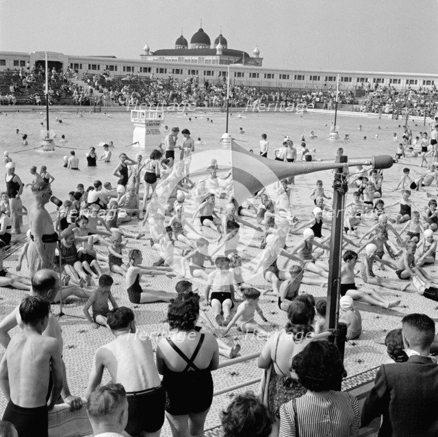 Children take part in an exercise class, Blackpool Lido, c1946-c1955.  Artist: John Gay