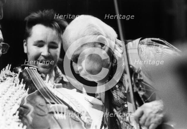 Stephane Grappelli, Nigel Kennedy; Barbican, London, 1994. Creator: Brian Foskett.