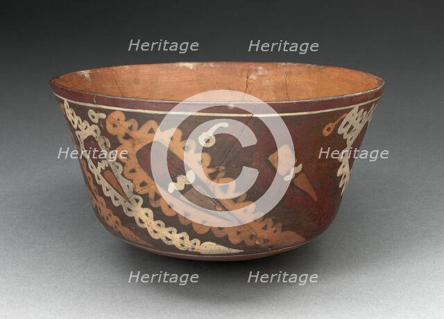 Miniature Flared Bowl Depicting Abstract Peppers with Decorative Motifs, 180 B.C./A.D. 500. Creator: Unknown.