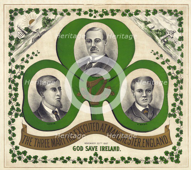 The Three Martyrs Executed At Manchester, England: God Save Ireland, c.1893. 