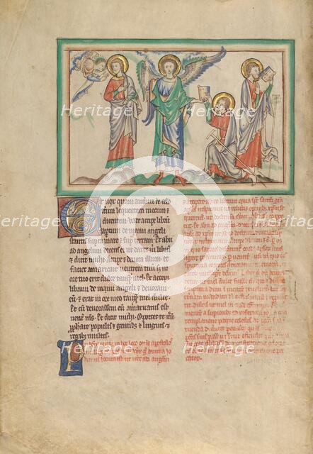 Saint John Eats the Book Received from the Angel; Dyson Perrins Apocalypse, about 1255-1260. Creator: Unknown.