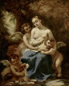 Young woman with cherubs, 1830-1873. Creator: Narcisse Virgile Diaz de la Pena.