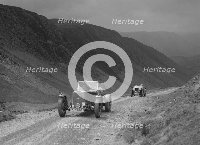 Wolseley and MG NA competing in the MG Car Club Abingdon Trial/Rally, 1939. Artist: Bill Brunell.