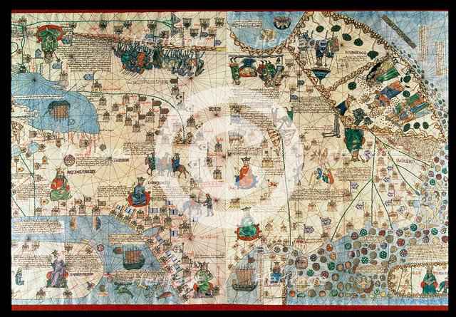 Catalan Atlas (1375), detail of Asia, reproduction from the Naval Museum of Madrid.