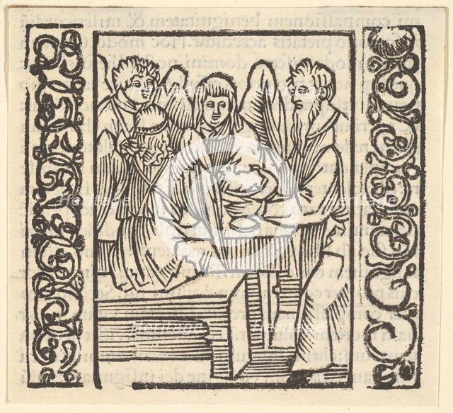 Angels Served at a Table, illustration from Speculum Passionis, 1507, 1507. Creator: Hans Baldung.