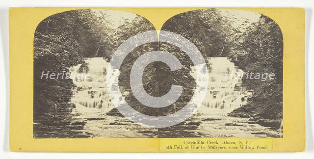 Cascadilla Creek, Ithaca, N.Y. 6th Fall, or Giant's Staircase, near Willow Pond, 1860/65. Creator: J. C. Burritt.