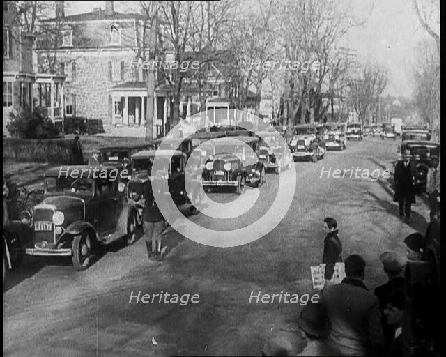Male American Police Officers on the Streets of New Jersey, 1930s. Creator: British Pathe Ltd.