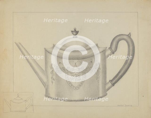 Silver Teapot, c. 1936. Creator: Hester Duany.