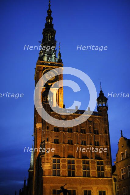 Night view, Town Hall, Gdansk, Poland, 14th century (2015). Creator: Unknown.