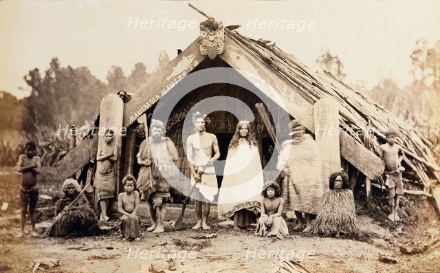 Maori family, New Zealand, c1880s. Artist: Unknown