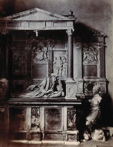 The church of St Bartholomew the Great: interior view showing the monument of Lord Rich. c1900.. Creator: Unknown.