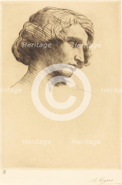 Head of a Man (Tete d'homme), 1877. Creator: Alphonse Legros.