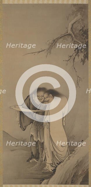 The Chinese Taoist Immortals, Han-shan and Shih-te (Kanzan and Jittoku), Meiji era, 1886. Creator: Hashimoto Gaho.