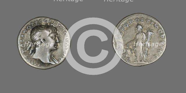 Denarius (Coin) Portraying Emperor Trajan, 103-111. Creator: Unknown.