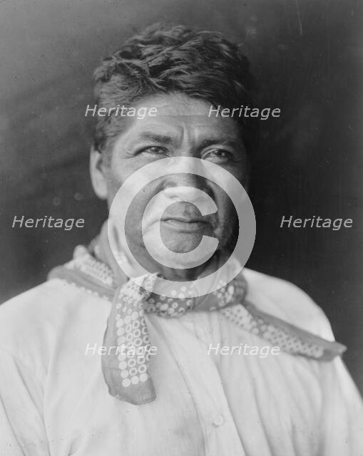 Marcos, Palm Cañon Cahuilla, half-length portrait, facing slightly right, c1905 [c1924]. Creator: Edward Sheriff Curtis.