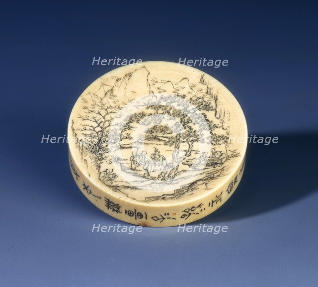 Ivory snuff tray, Qing dynasty, China, 1898. Artist: Unknown