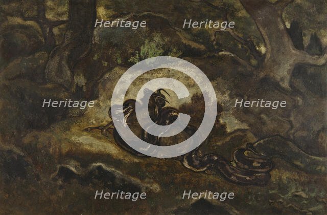 Python Crushing a Gnu, c1850s-1860s. Creator: Antoine-Louis Barye.