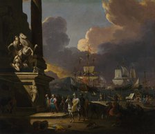 Mediterranean harbour scene, c1680s. Creator: Johann Georg Stuhr.