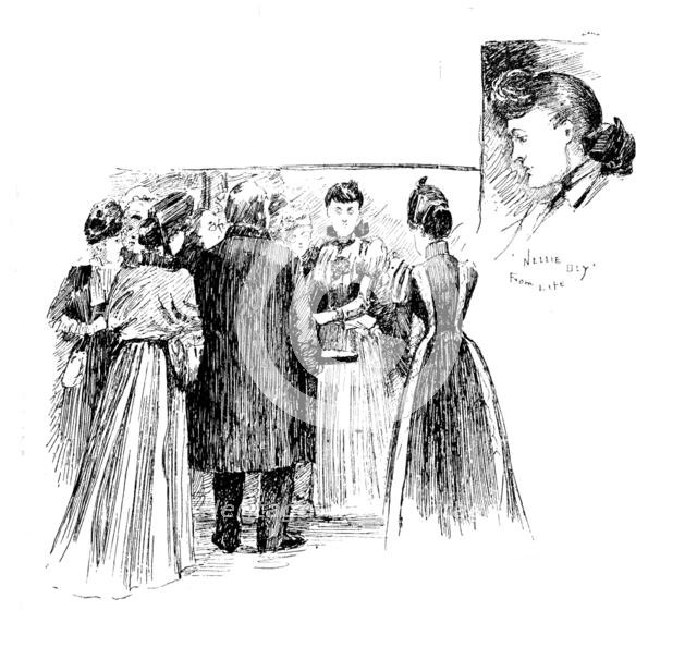 America Revisited by our Special Artist:...Nellie Bly...after her journey round the world, 1890. Creator: Unknown.