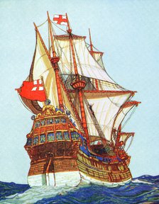 Tudor ship of the type used by privateers and explorers, 15th-16th century. Artist: Unknown