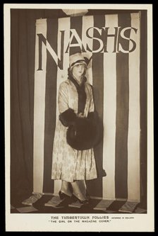 A soldier in drag modelling for "The Timbertown Follies" at a prisoner of war camp..., [1914-1918?]. Creator: Unknown.