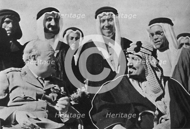 'Among other Middle East rulers, King Ibn Saud, of Saudi Arabia', 1945. Artist: Unknown.