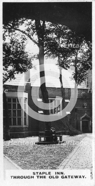 'Staple Inn, Through the Old Gateway', London, c1920s. Artist: Unknown