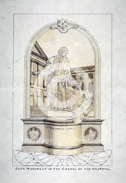 Sir Thomas Guy's monument in Guy's Hospital chapel, Southwark, London, c1790. Artist: Anon
