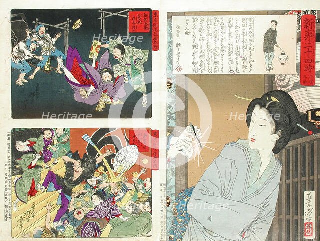 Compiled Album from Four Series: A Mirror of Famous Generals of Japan..., between 1876 and 1882. Creator: Tsukioka Yoshitoshi.