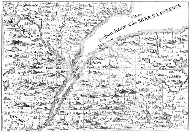Map of the course of the River St Lawrence as far as Quebec, 1730 (c1880). Artist: Unknown