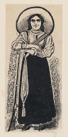 A female soldier standing, ca. 1880-1910., ca. 1880-1910. Creator: José Guadalupe Posada.
